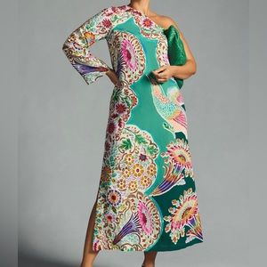 Colorful printed one shoulder dress